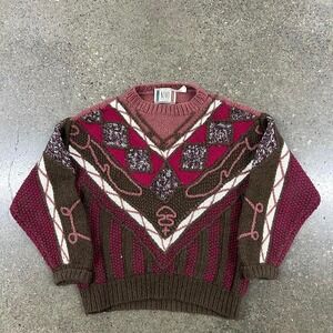 Vintage 80s COOGI Style Novo 3D Pattern Knit Sweater Womens (Size L)